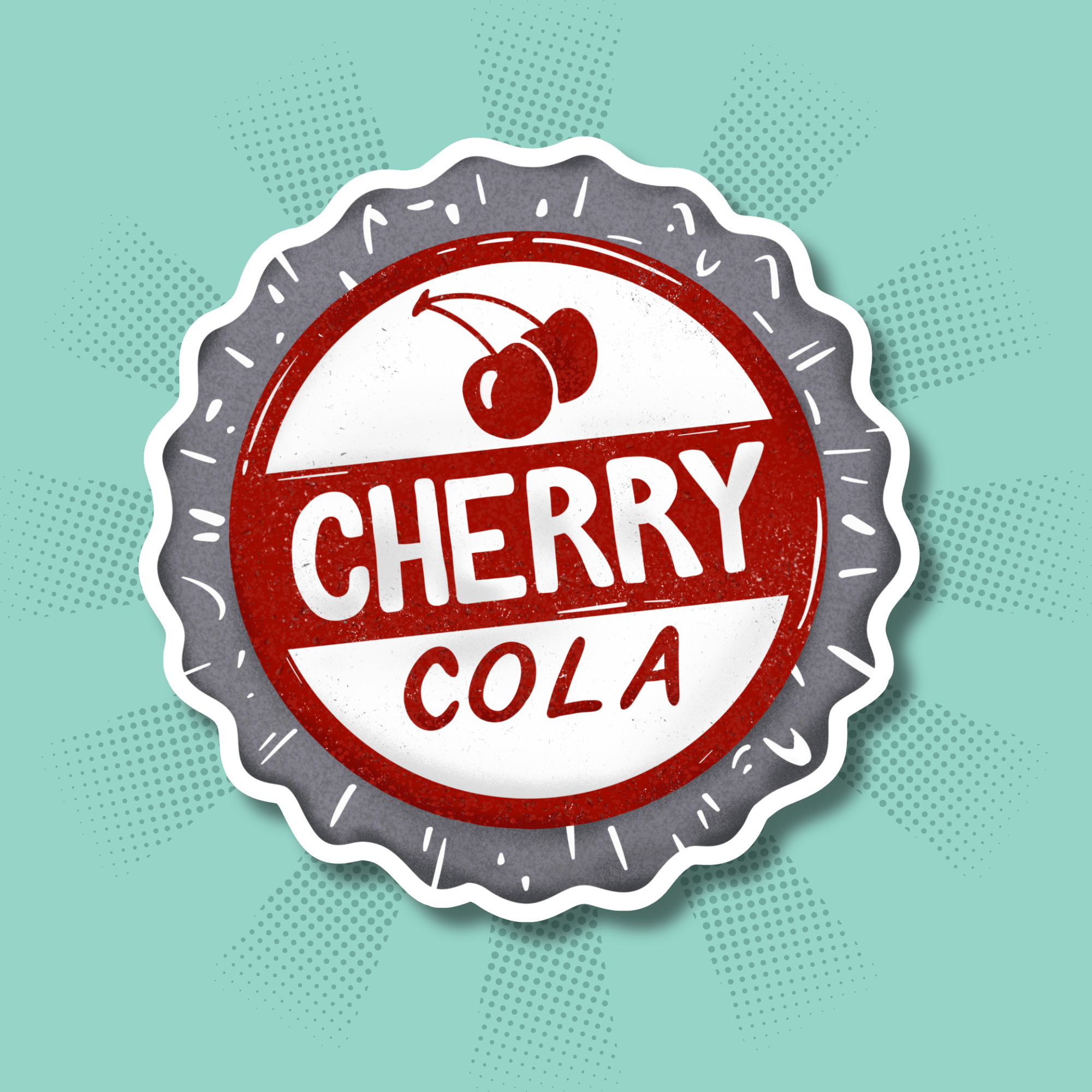 Cherry Cola Bottle Cap Sticker