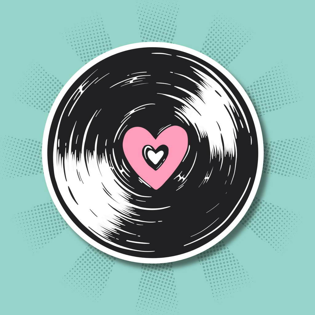 Loveheart Record Sticker