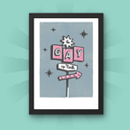 It's Gay up North - A4 Lino Print