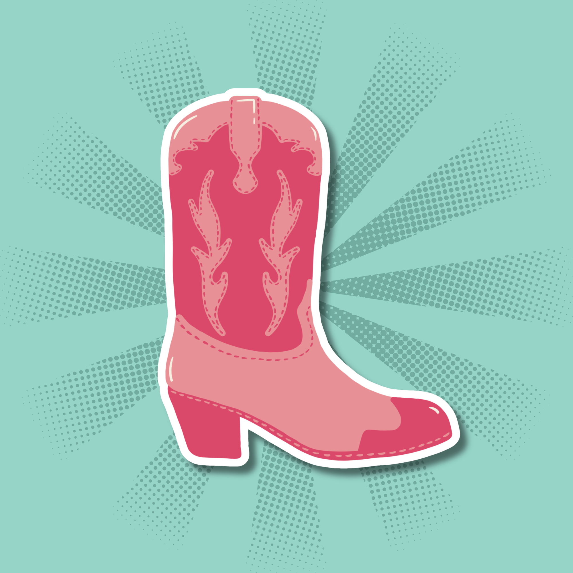 Pink Cowboy Boot Sticker