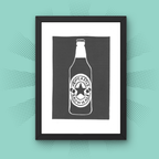 Newcastle Brown Ale - A5 Lino Print