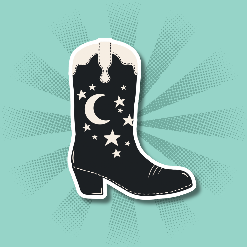 Black Cowboy Boot Sticker
