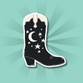 Black Cowboy Boot Sticker
