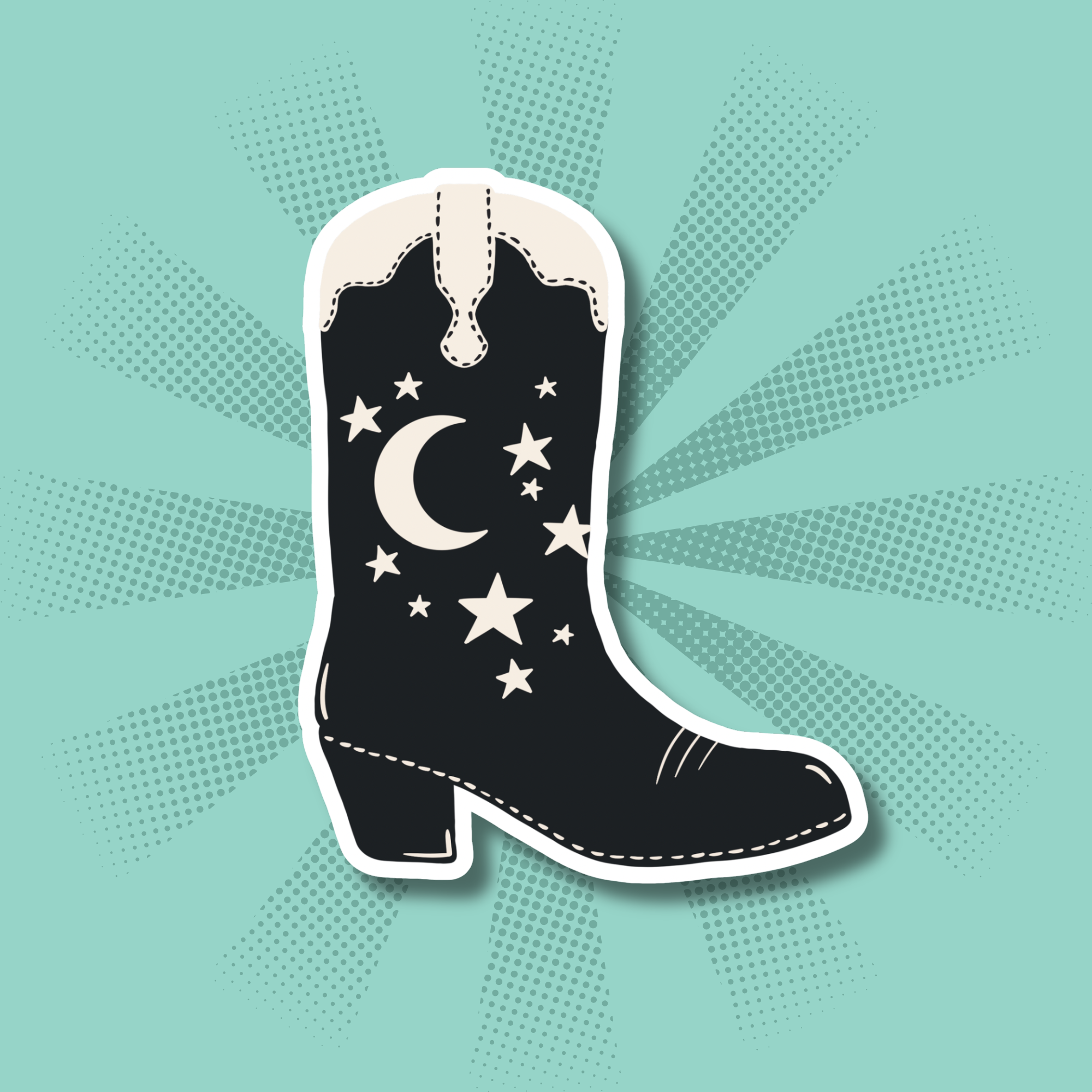 Black Cowboy Boot Sticker
