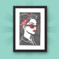 Pin-up Bandana - A5 Lino Print