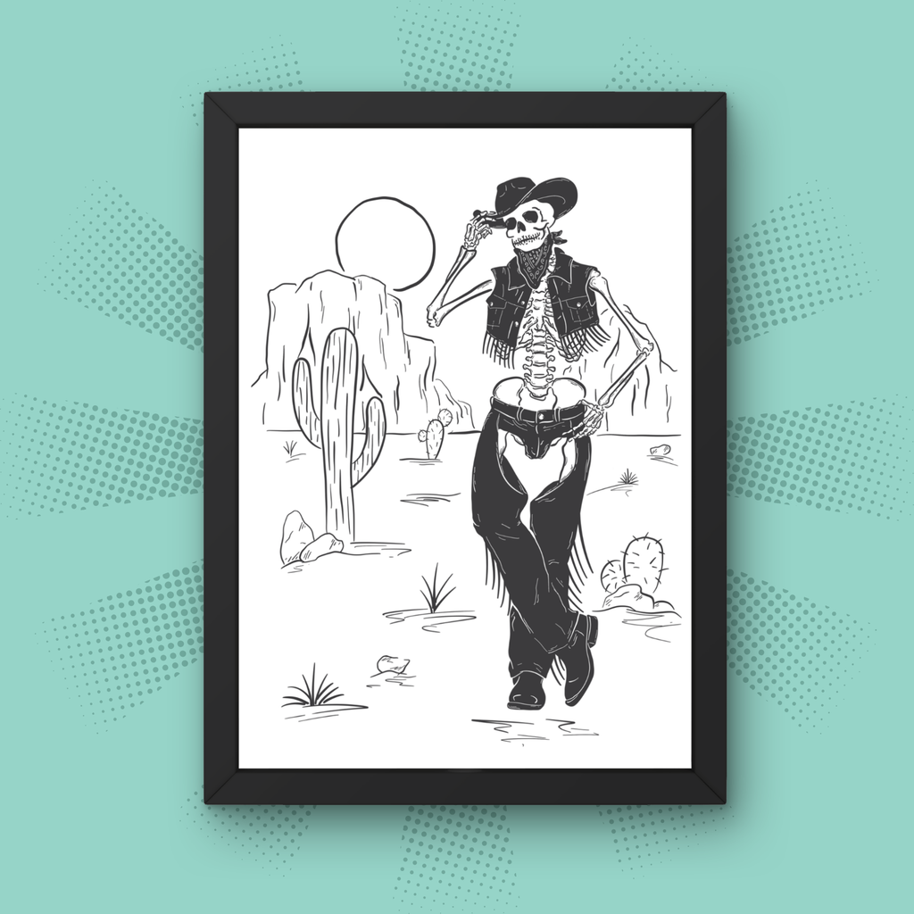 Cowboy Skeleton - A5 Art Print