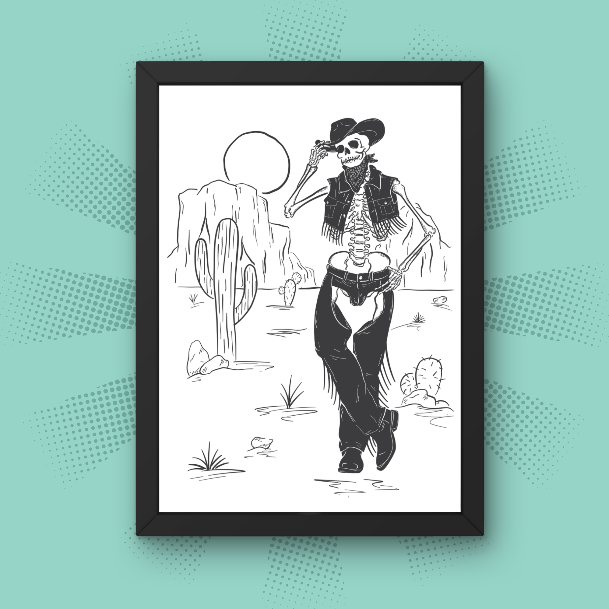 Cowboy Skeleton - A5 Art Print