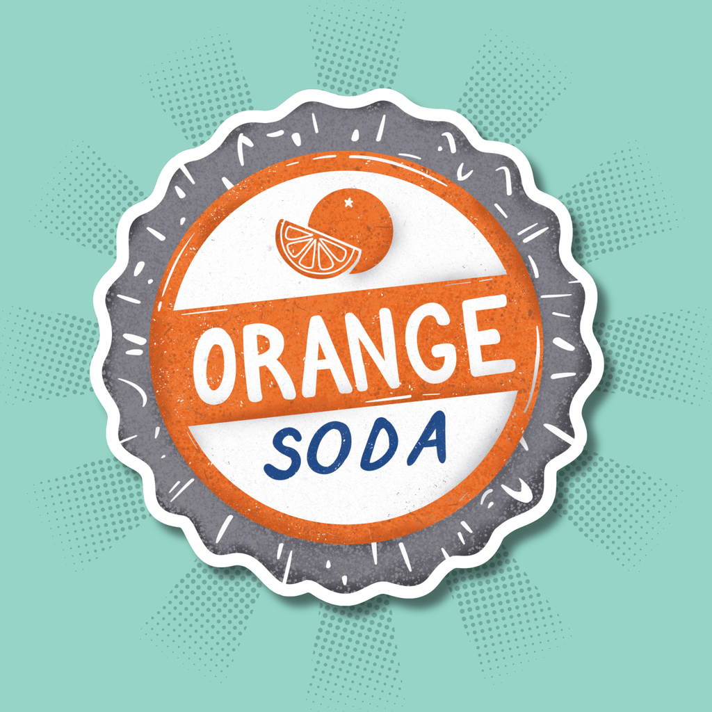 Orange Soda Bottle Cap Sticker
