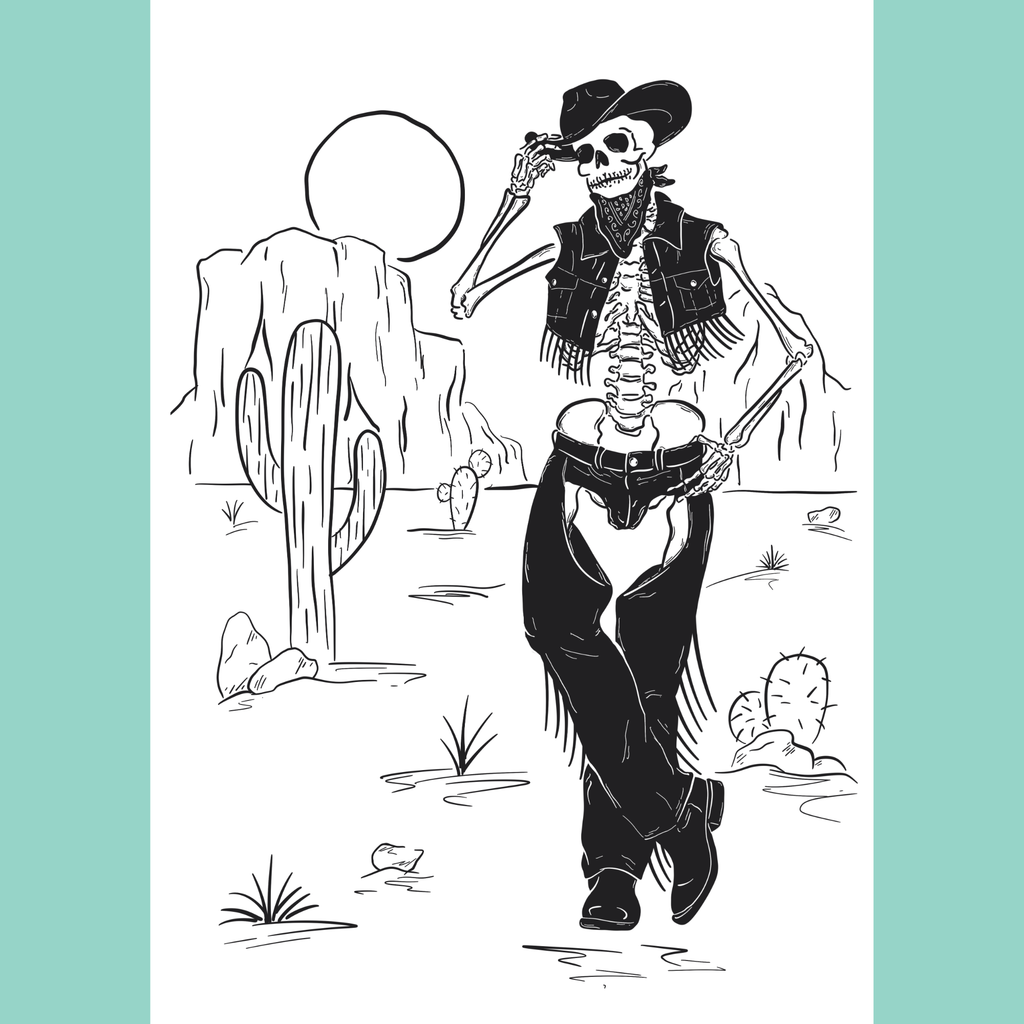 Cowboy Skeleton - A5 Art Print