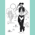 Cowboy Skeleton - A5 Art Print