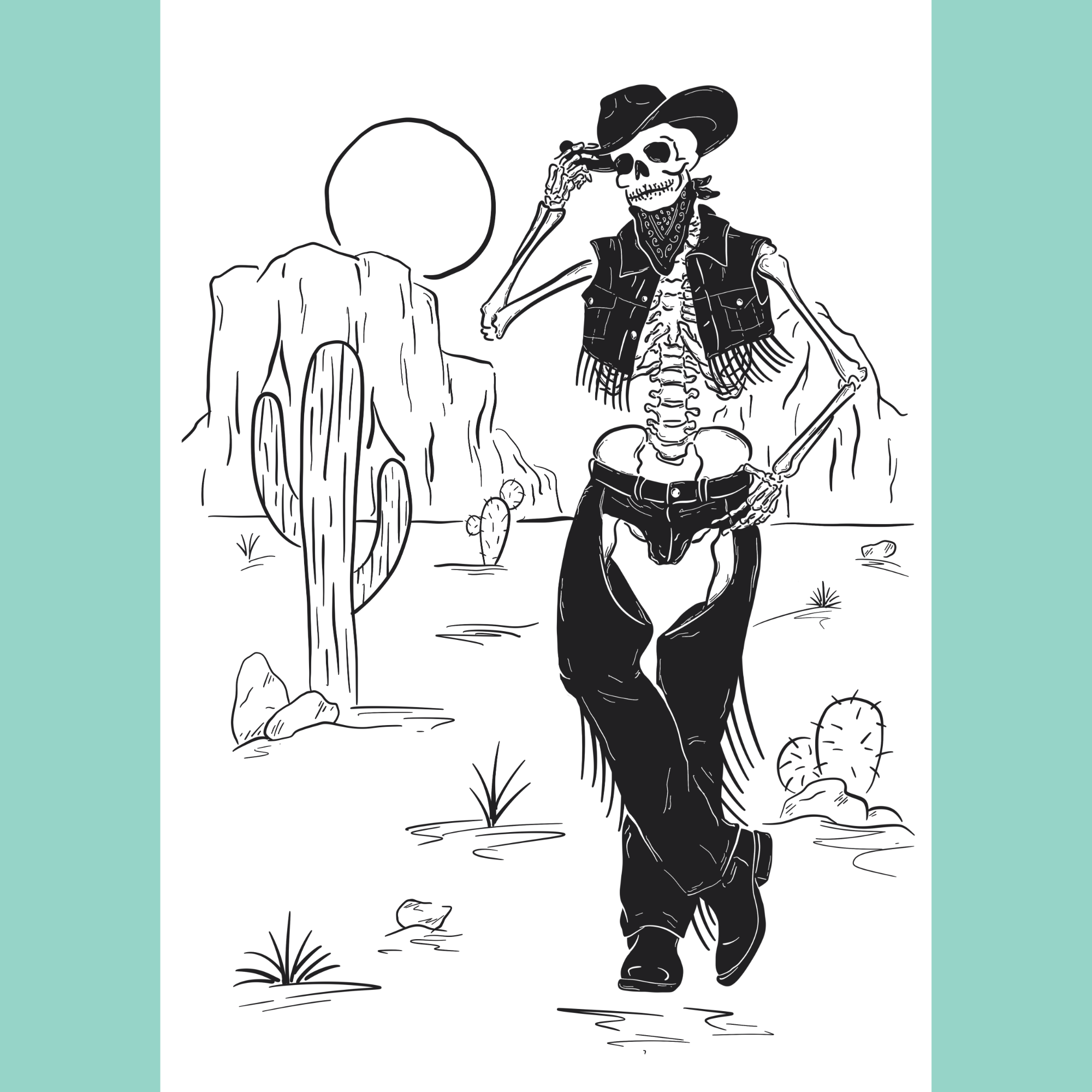 Cowboy Skeleton - A5 Art Print
