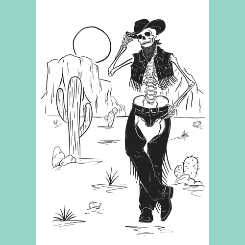 Cowboy Skeleton - A5 Art Print