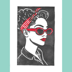 Pin-up Bandana - A5 Lino Print