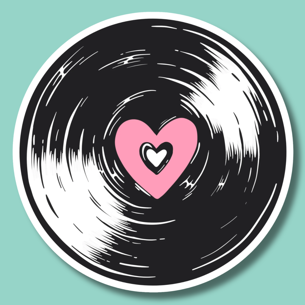 Loveheart Record Sticker
