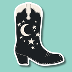 Black Cowboy Boot Sticker
