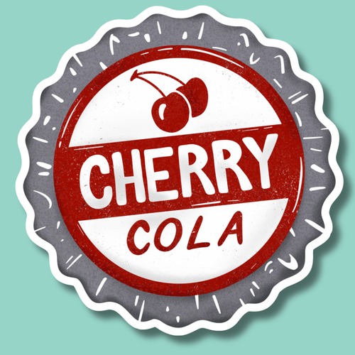 Cherry Cola Bottle Cap Sticker