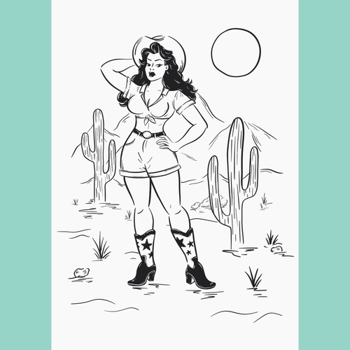 Cowgirl - A5 Art Print