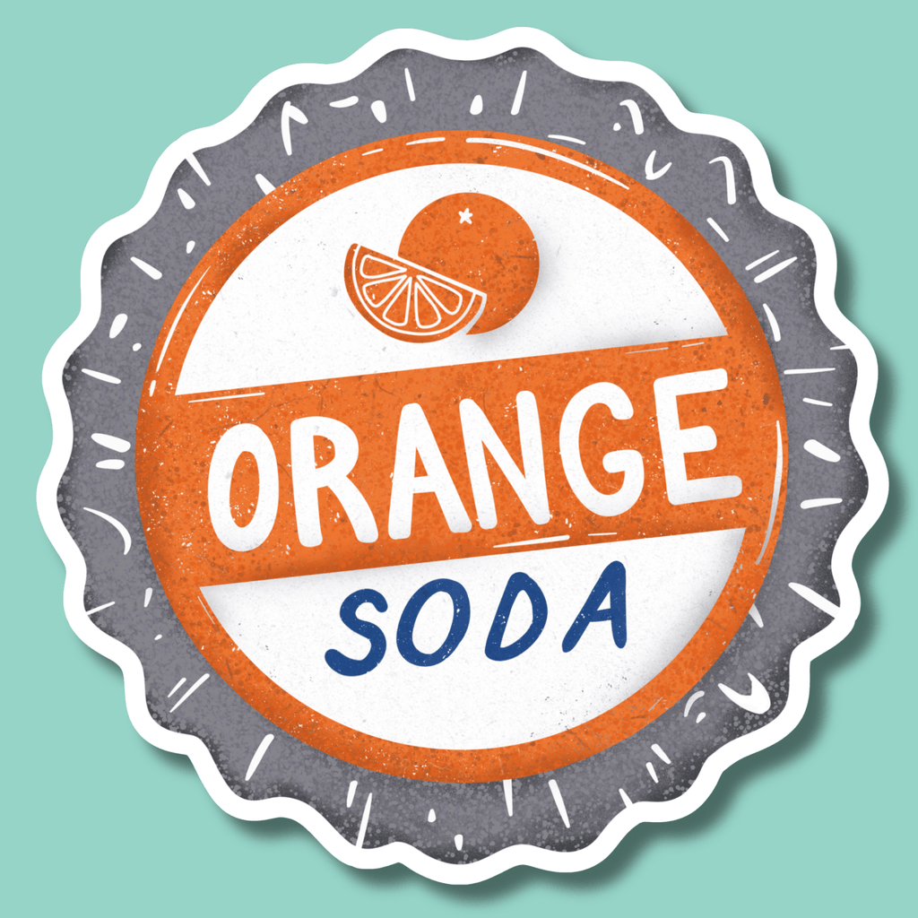 Orange Soda Bottle Cap Sticker