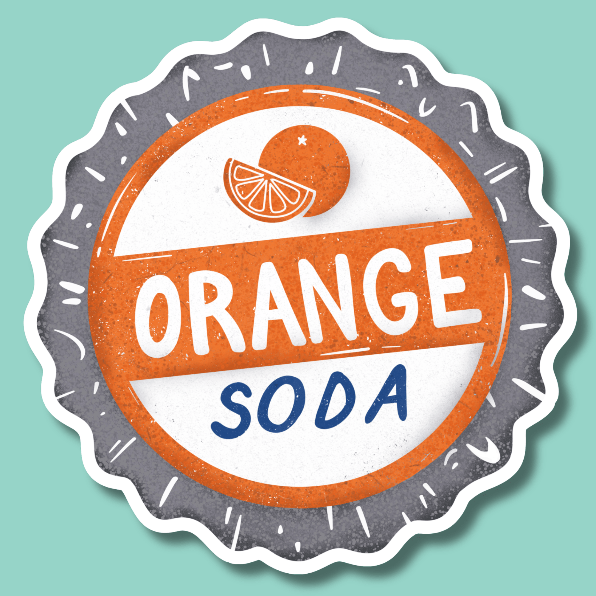 Orange Soda Bottle Cap Sticker