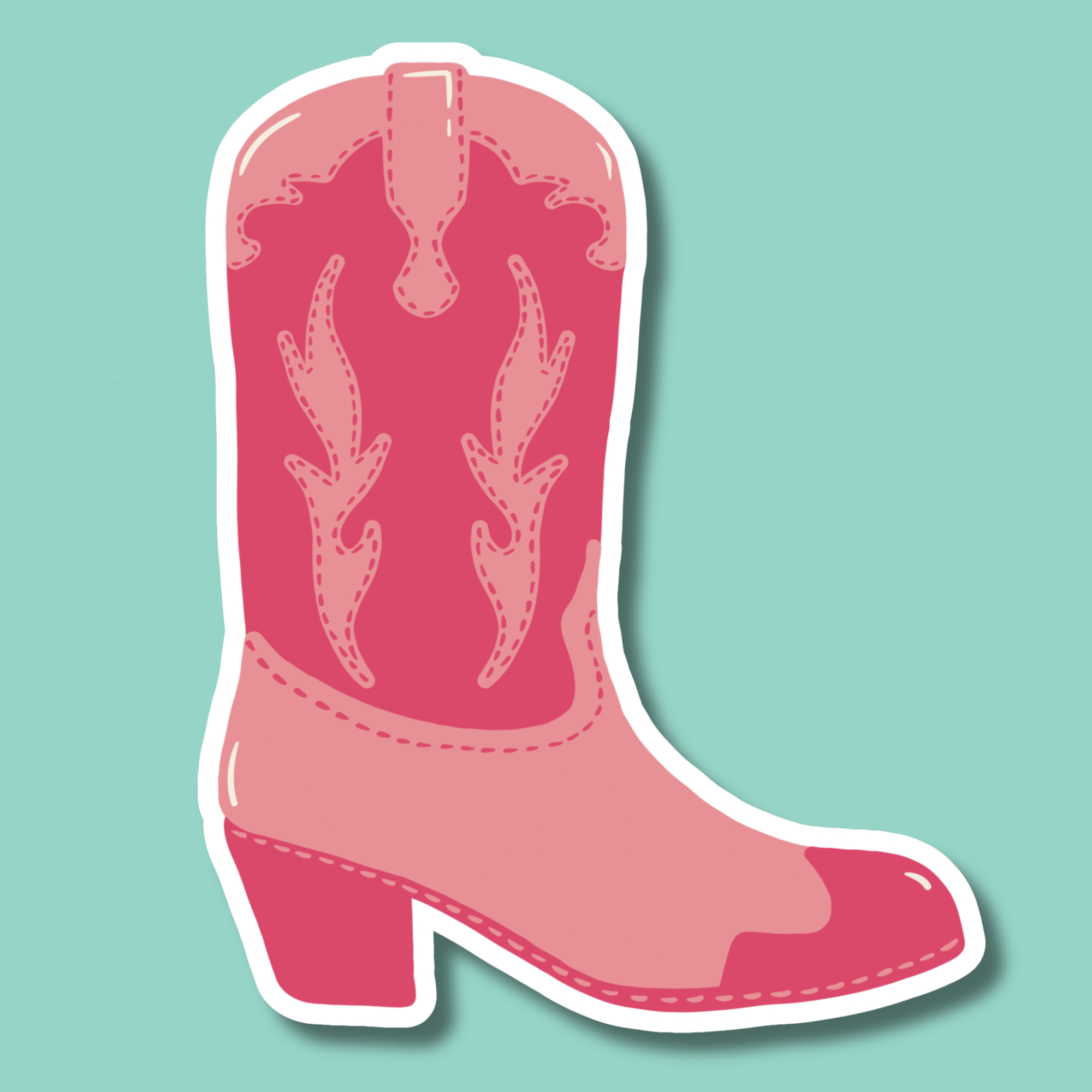 Pink Cowboy Boot Sticker