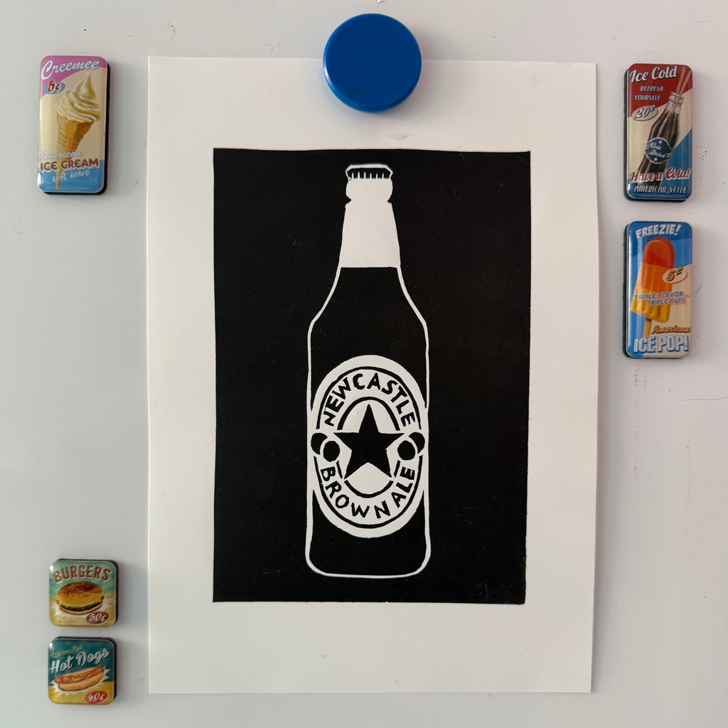 Newcastle Brown Ale - A5 Lino Print