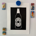 Newcastle Brown Ale - A5 Lino Print