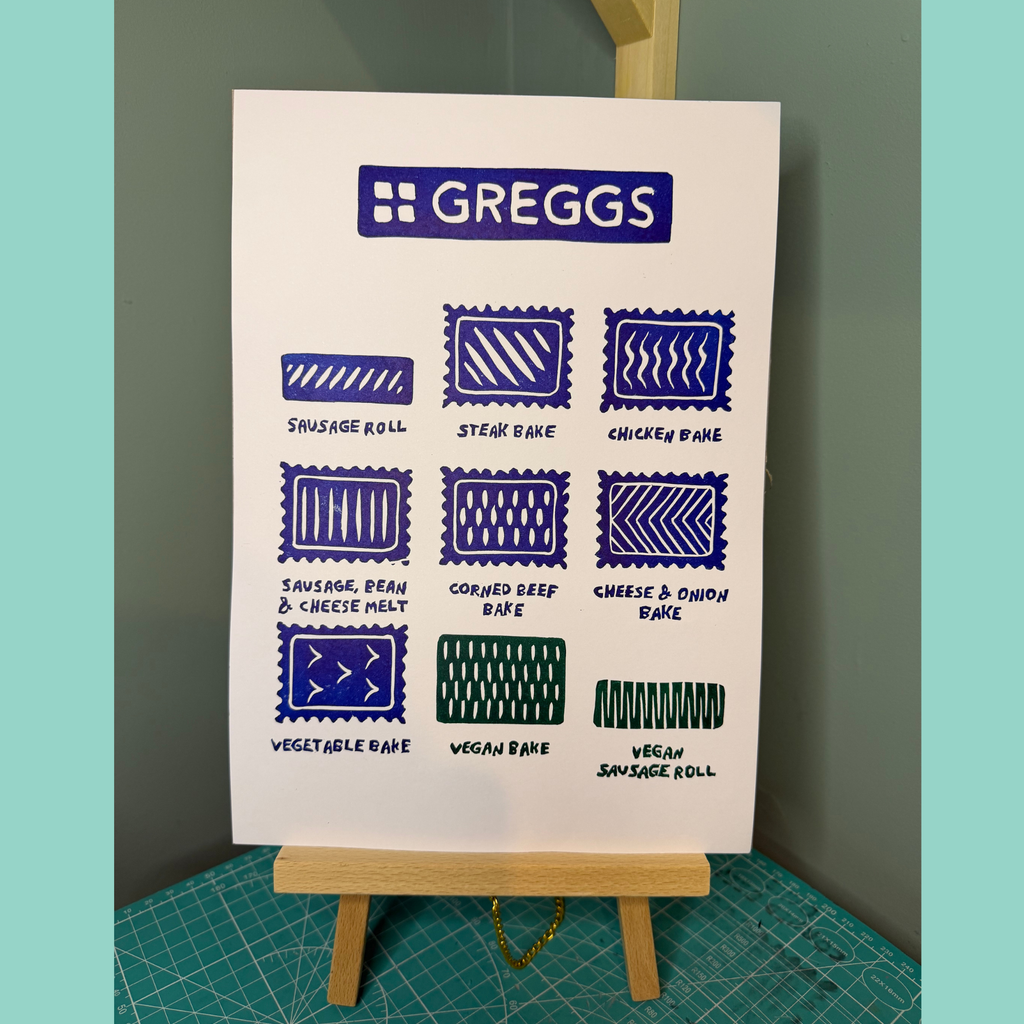 Greggs Bakes - Colour A4 Lino Print