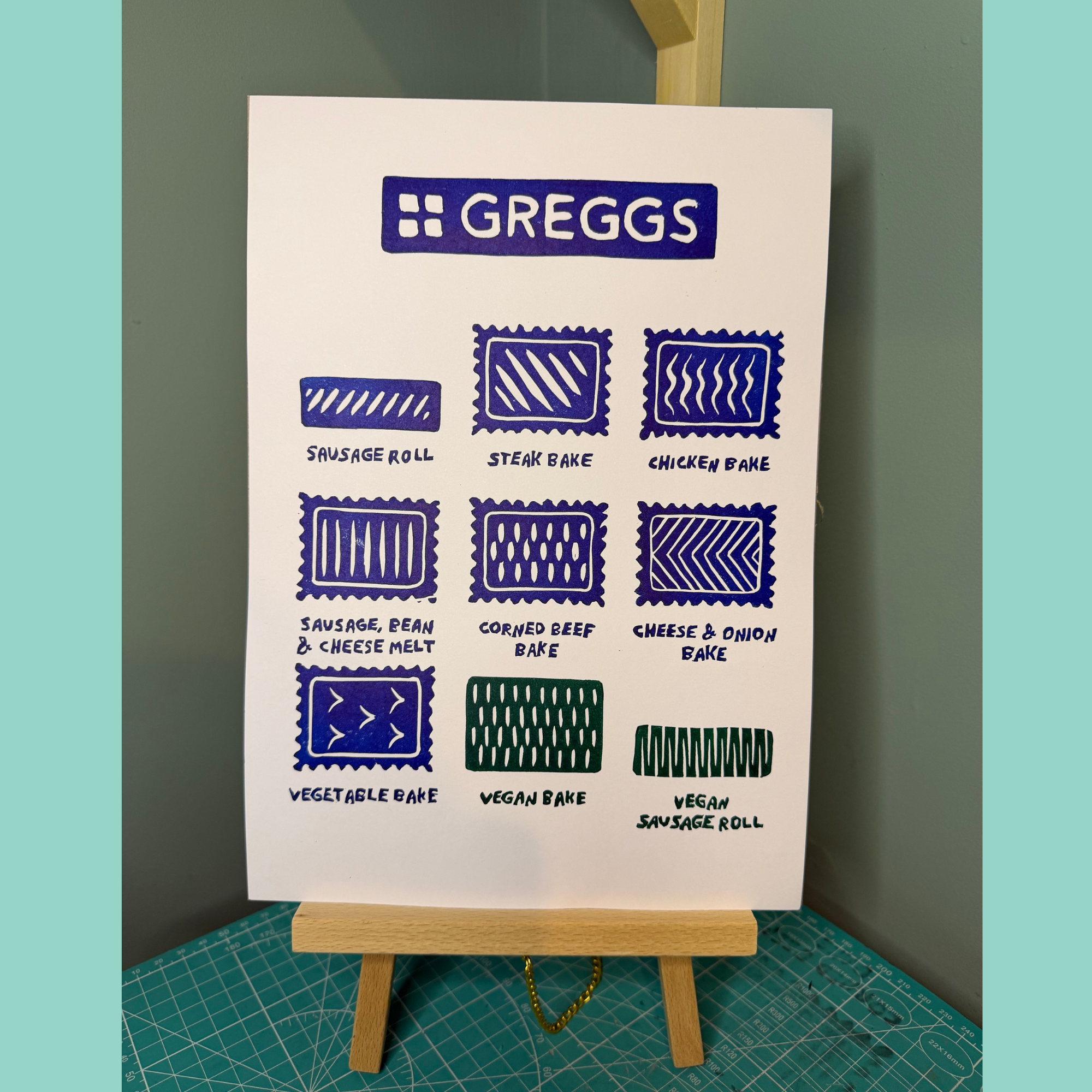 Greggs Bakes - Colour A4 Lino Print
