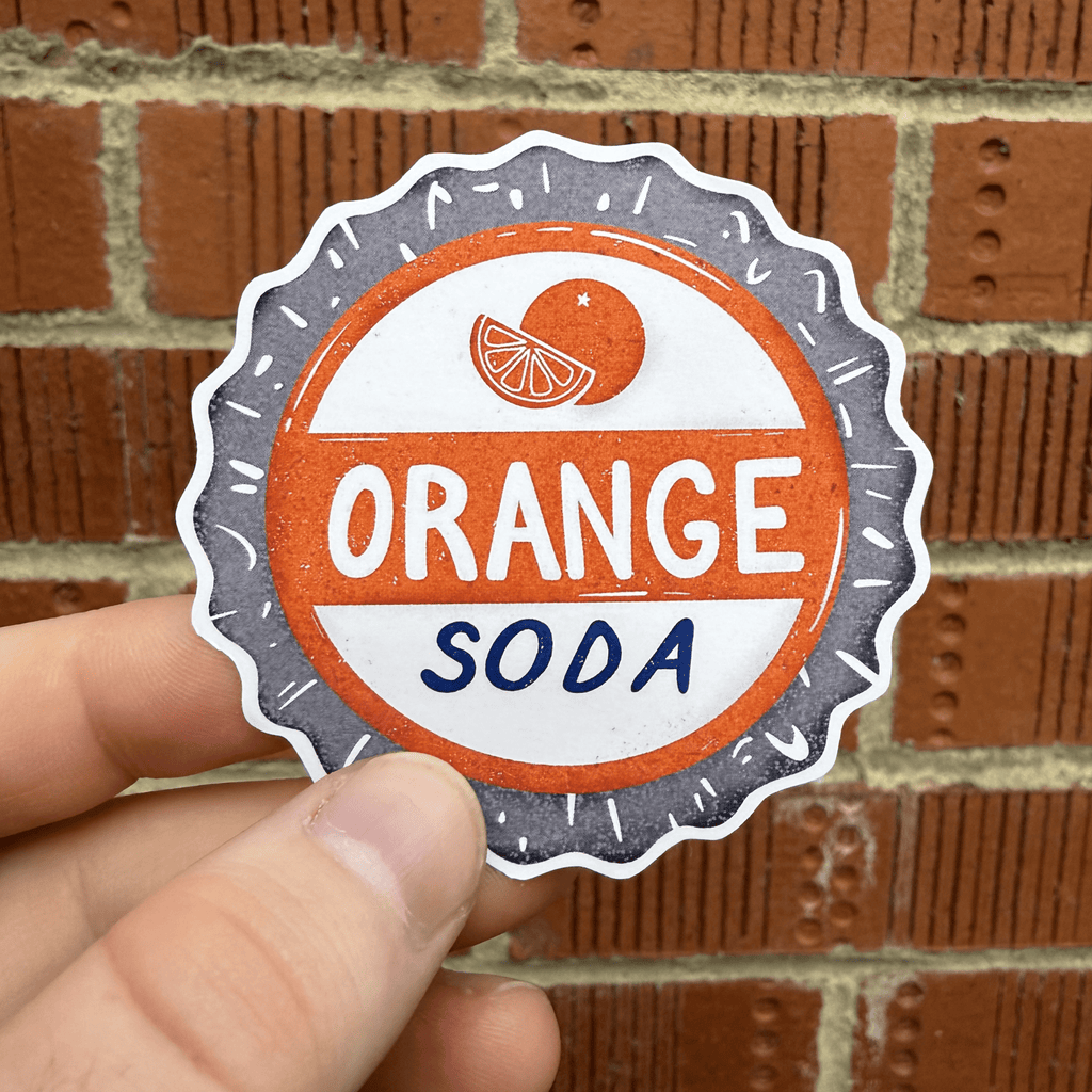 Orange Soda Bottle Cap Sticker