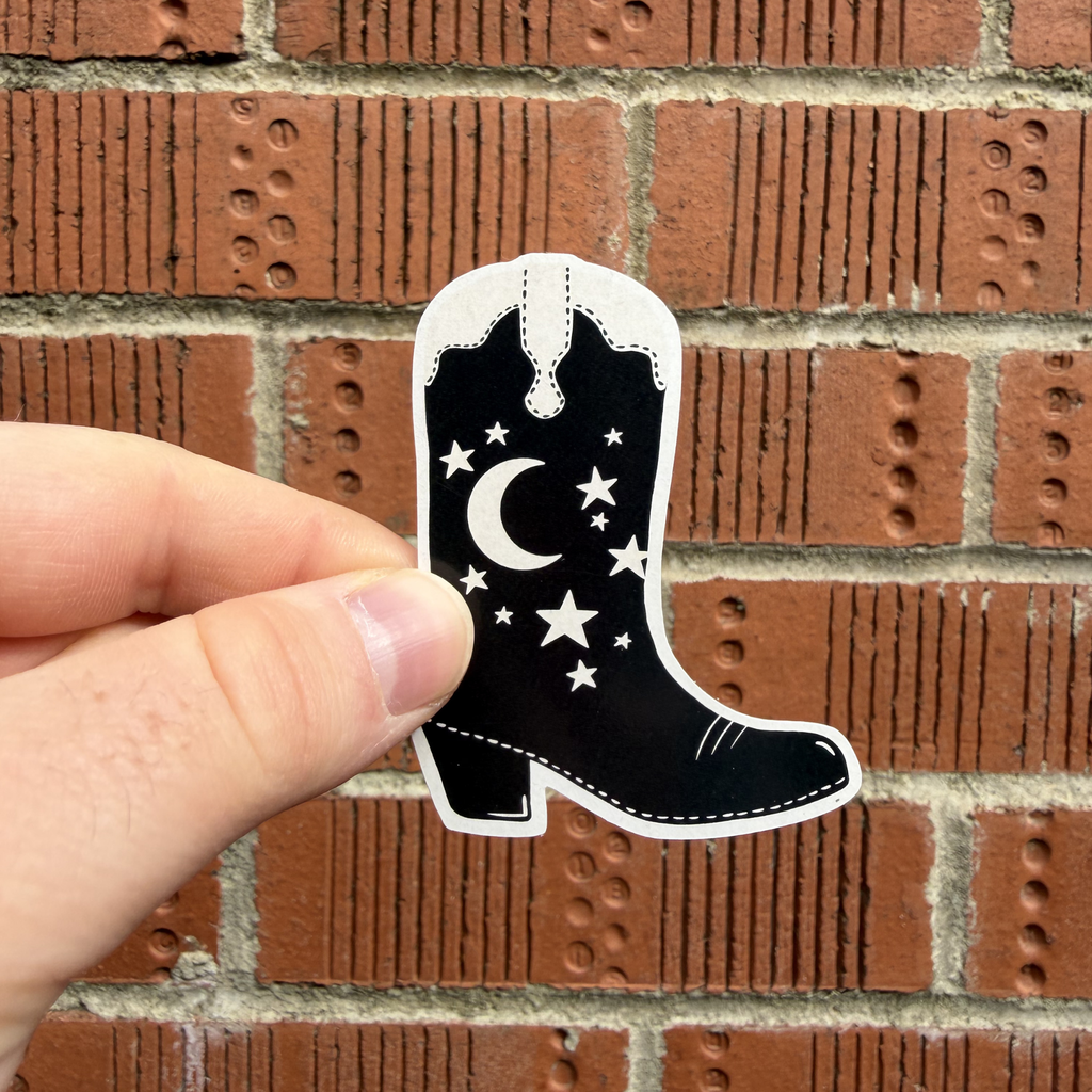 Black Cowboy Boot Sticker