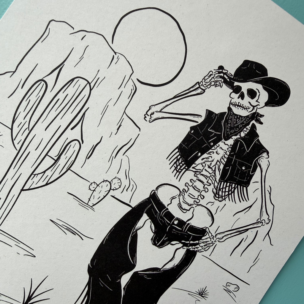 Cowboy Skeleton - A5 Art Print