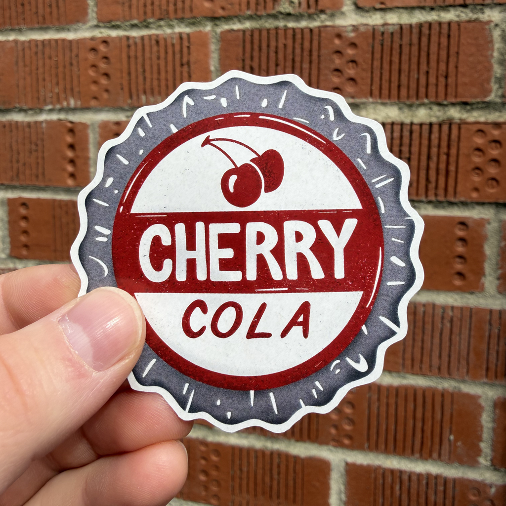 Cherry Cola Bottle Cap Sticker