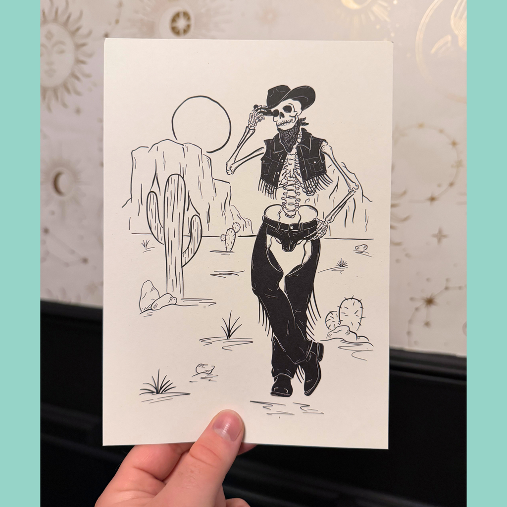 Cowboy Skeleton - A5 Art Print