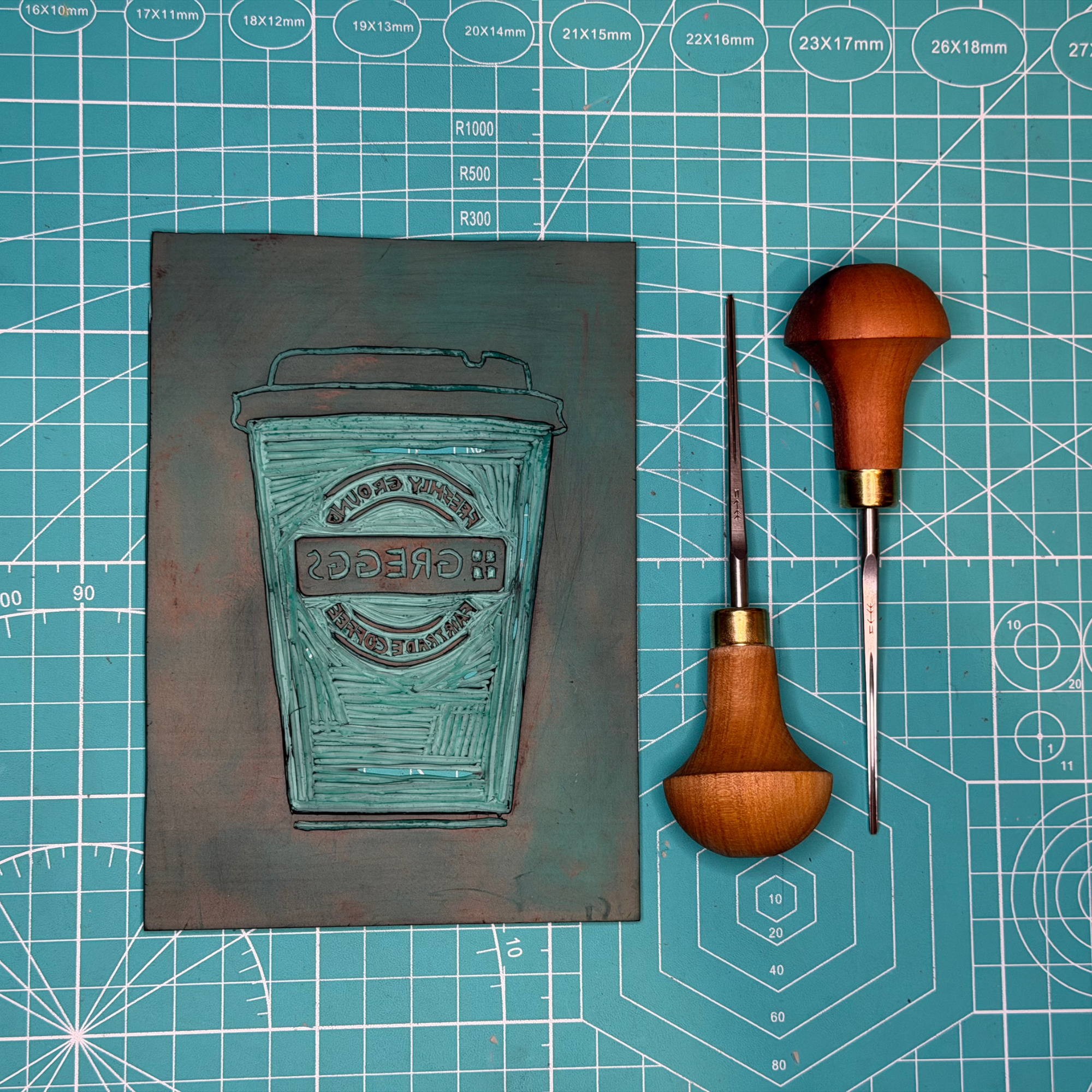 Greggs Coffee - A5 Lino Print