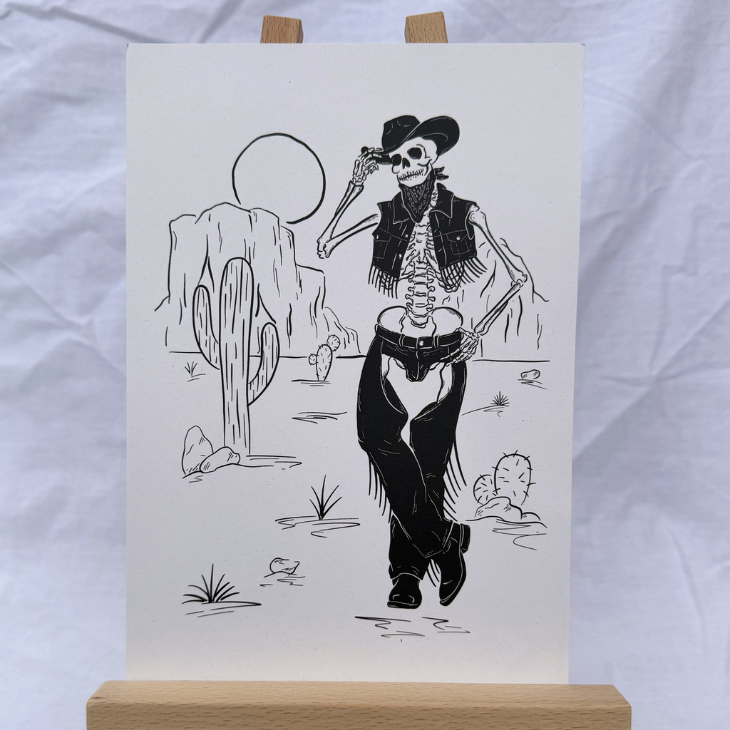 Cowboy Skeleton - A5 Art Print